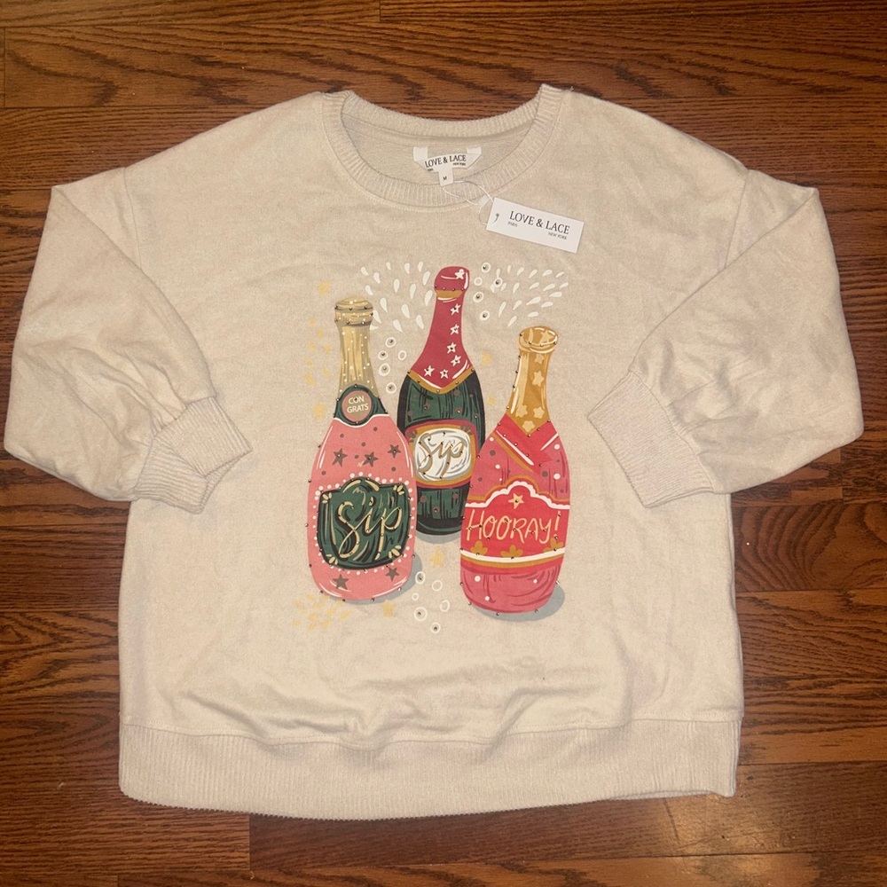 champagne graphic cream sweater 🤍🩷
